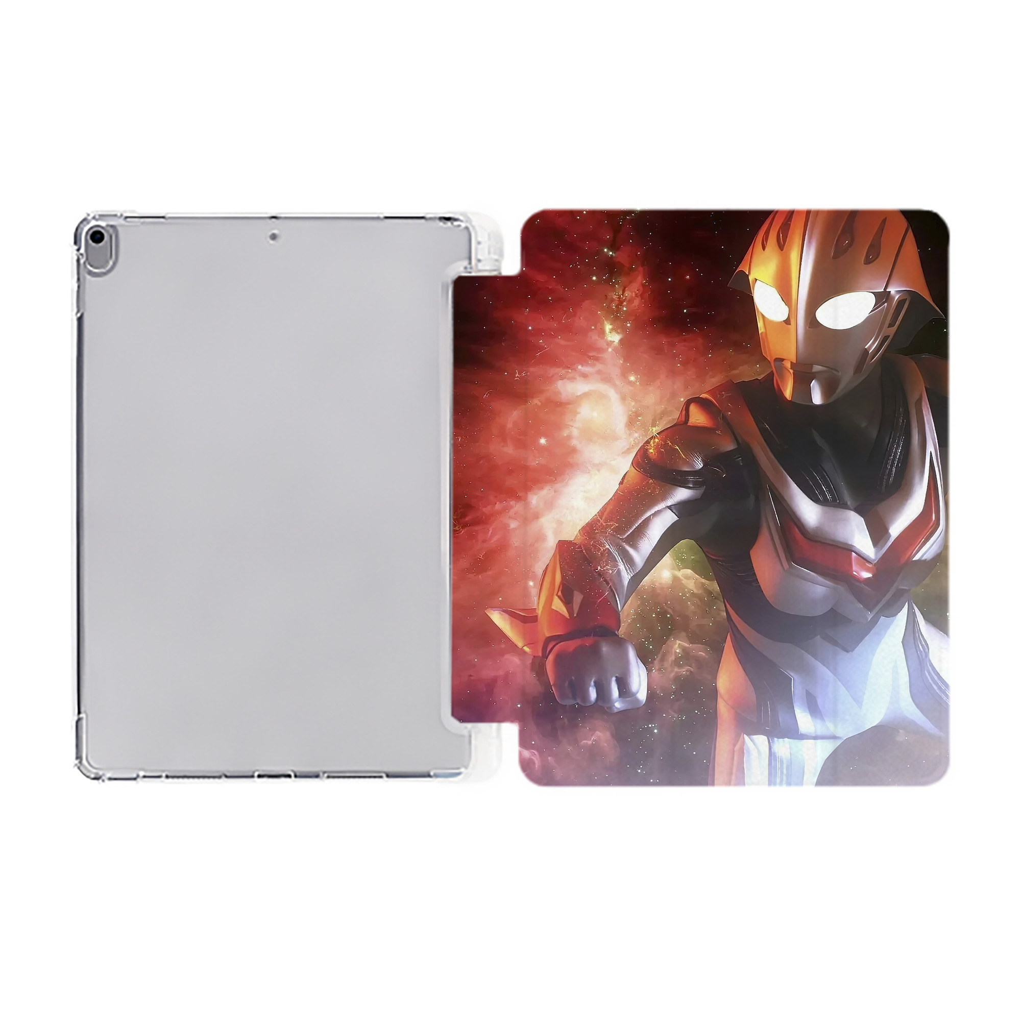 （画像用） ウルトラマン Ultraman IPad ケース ペン収納付き 三つ折りスタンド PUレザー×シリコン 対応機種9.5/10.5/10.9インチ